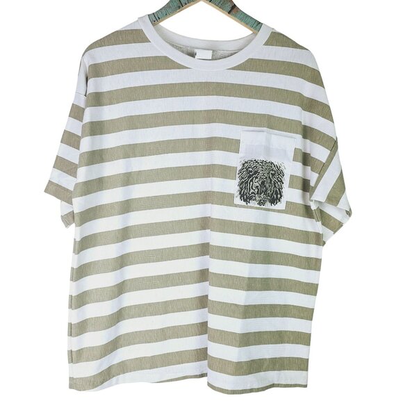 Vintage 90's New York Knit Works, Inc. Tiger Lion Pocket Top w/ Half Sleeve, 20W - Picture 1 of 7